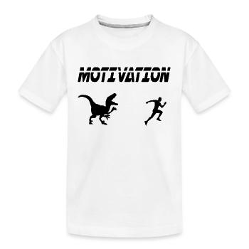 motivation sport running humor dinosaur - Kids' Premium Organic T-Shirt - white - Front