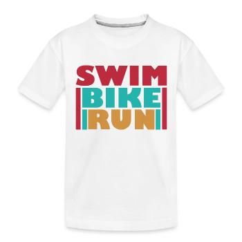 Triathlon Schwimmen Radfahren Laufen Sport - Kinder Premium Bio T-Shirt - Weiß - Vorne