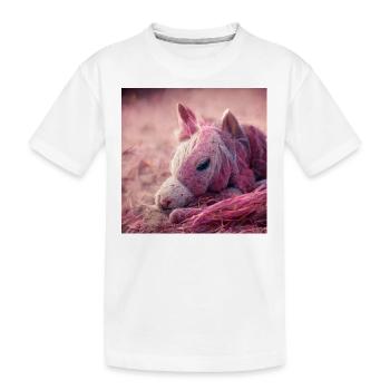 Baby Pferd liegt auf dem Boden Rosa - Kinder Premium Bio T-Shirt - Weiß - Vorne