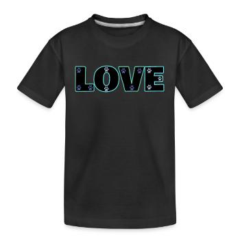 Amour pattes de chat bleu - T-shirt bio Premium Enfant - noir - Devant