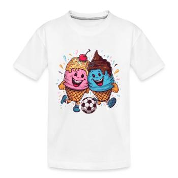 Soleil d’été Soccer Rire Coups de pied Cornets de crème glacée - T-shirt bio Premium Enfant - blanc - Devant
