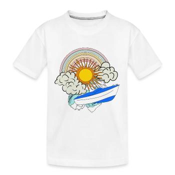 Bateau à moteur Sun Retro Rainbow Clouds Sea Boat - T-shirt bio Premium Enfant - blanc - Devant