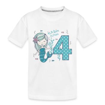 4. Geburtstag - niedliche Meerjungfrau Geschenk - Kinder Premium Bio T-Shirt - Weiß - Vorne