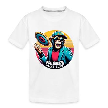 Chimpanzé avec lunettes de soleil, casquette de baseball et frisbee - T-shirt bio Premium Enfant - blanc - Devant