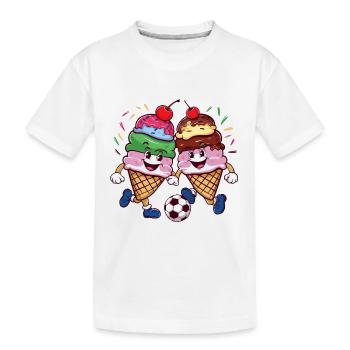 Soleil d’été Soccer Rire Coups de pied Cornets de crème glacée - T-shirt bio Premium Enfant - blanc - Devant