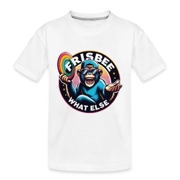 Chimpanzé avec lunettes de soleil, casquette de baseball et frisbee - T-shirt bio Premium Enfant - blanc - Devant
