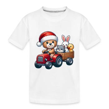 Teddy als Weihnachtsmann mit Otter, Hase und Ente - Kinder Premium Bio T-Shirt - Weiß - Vorne