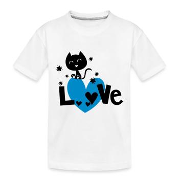 Un amour de chat ! aimer les chats - T-shirt bio Premium Enfant - blanc - Devant