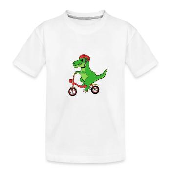 Dino Fahrrad Geschenk Shirt - Kinder Premium Bio T-Shirt - Weiß - Vorne