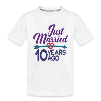 Gerade geheiratet vor 10 Jahren, 10. Hochzeitstag - Kinder Premium Bio T-Shirt - Weiß - Vorne