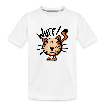 Katze Wuff - Kinder Premium Bio T-Shirt - Weiß - Vorne