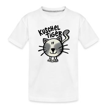 Katze Kuscheltiger - Kinder Premium Bio T-Shirt - Weiß - Vorne