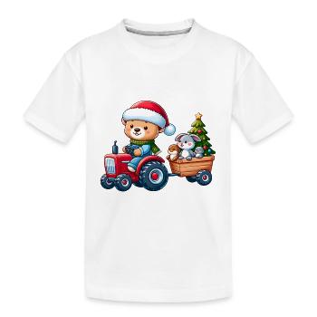 Teddy als Weihnachtsmann mit Otter und Hase - Kinder Premium Bio T-Shirt - Weiß - Vorne