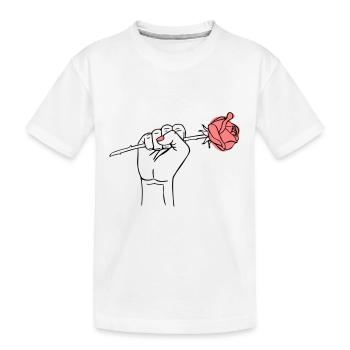 Poing Girl Power avec Rose - T-shirt bio Premium Enfant - blanc - Devant