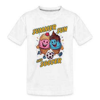Soleil d’été Soccer Rire Coups de pied Cornets de crème glacée - T-shirt bio Premium Enfant - blanc - Devant