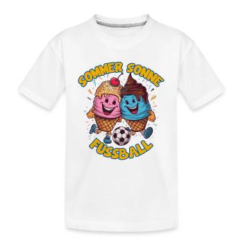 Soleil d’été Soccer Rire Coups de pied Cornets de crème glacée - T-shirt bio Premium Enfant - blanc - Devant
