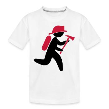 Un pompier avec une hache - T-shirt bio Premium Enfant - blanc - Devant