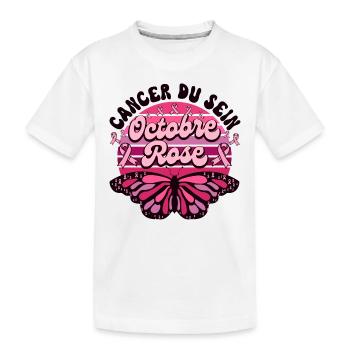 Papillon Retro Cancer Du Sein Octobre Rose - T-shirt bio Premium Enfant - blanc - Devant