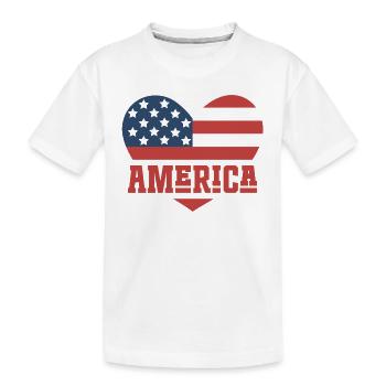Amerika Flagge Herz - Kinder Premium Bio T-Shirt - Weiß - Vorne