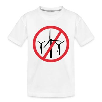 Stop Wind Turbines No to Wind Farms and Wind Parks - Kids' Premium Organic T-Shirt - white - Front