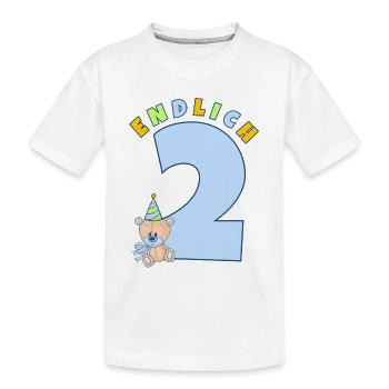 ENDLICH 2 Zweiter Geburtstag Kindergeburtstag Bär - Kinder Premium Bio T-Shirt - Weiß - Vorne