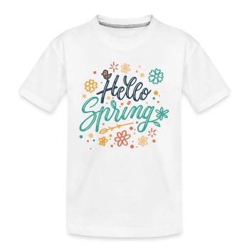 Hello Spring - Kids' Premium Organic T-Shirt - white - Front