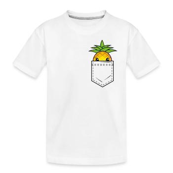 Brusttasche mit süßer Babyananas - Kinder Premium Bio T-Shirt - Weiß - Vorne