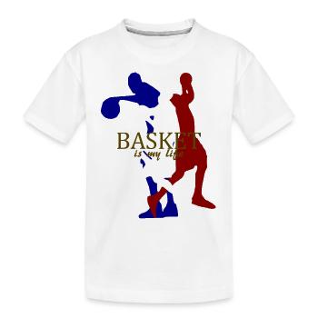 basket is my life - Kids' Premium Organic T-Shirt - white - Front