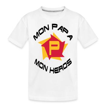 Mon papa mon héros - Kids' Premium Organic T-Shirt - white - Front