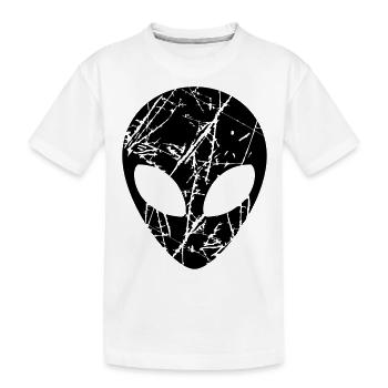 Cracked head alien - Kids' Premium Organic T-Shirt - white - Front
