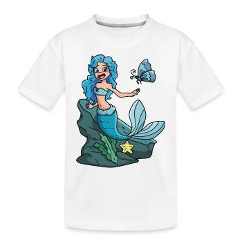 Meerjungfrau mit blauen Haaren - Kinder Premium Bio T-Shirt - Weiß - Vorne