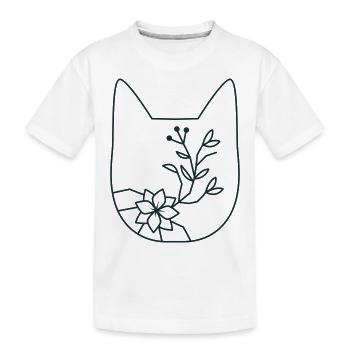 FLOWER Blumenkatzenkopf - Kinder Premium Bio T-Shirt - Weiß - Vorne