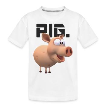 Pig Animal Funny - Kids' Premium Organic T-Shirt - white - Front
