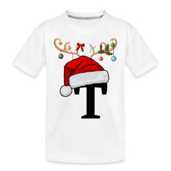 Lettre T bonnet de Noël - T-shirt bio Premium Enfant - blanc - Devant