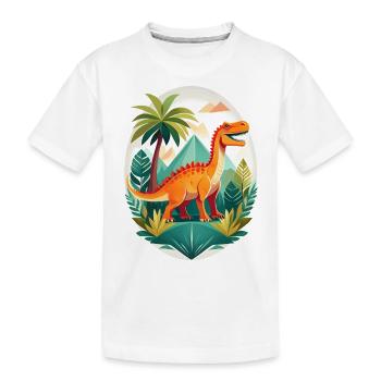 Dinosaurs in the jungle - Kids' Premium Organic T-Shirt - white - Front