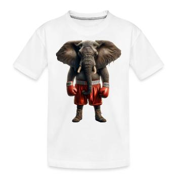 Elefant mit Boxhandschuhen - Kinder Premium Bio T-Shirt - Weiß - Vorne