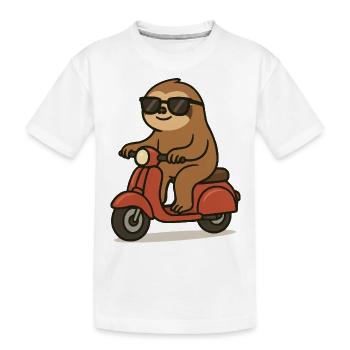 faultier comic moped - Kinder Premium Bio T-Shirt - Weiß - Vorne
