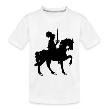 Knight with sword and horse - Kids' Premium Organic T-Shirt - white - Front