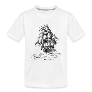Segelschiff - Kinder Premium Bio T-Shirt - Weiß - Vorne