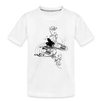 Music, piano with key - Kids' Premium Organic T-Shirt - white - Front