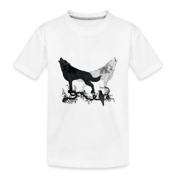 Erstaunlicher Schwarzweiss-Wolf - Kinder Premium Bio T-Shirt - Weiß - Vorne