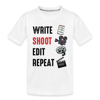 Filmdreh-Set: Reel & Klappe - Kinder Premium Bio T-Shirt - Weiß - Vorne