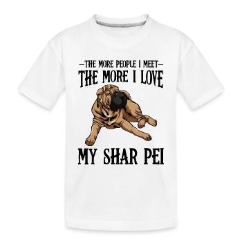 Lässiger Bulldoggen-Lounge-Print Shar Pei - Kinder Premium Bio T-Shirt - Weiß - Vorne