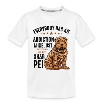 Bulldogge mit Sternen und Text Shar Pei - Kinder Premium Bio T-Shirt - Weiß - Vorne