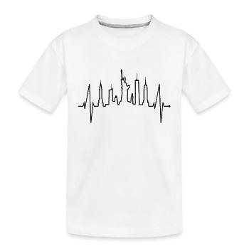 New York Skyline Herzschlag Herz USA Geschenk NY - Kinder Premium Bio T-Shirt - Weiß - Vorne