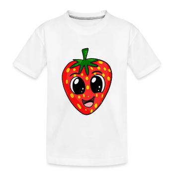 Erdbeere - Kinder Premium Bio T-Shirt - Weiß - Vorne