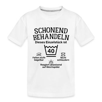 Schonend Behandeln Vierzig Geschenk 40. Geburtstag - Kinder Premium Bio T-Shirt - Weiß - Vorne