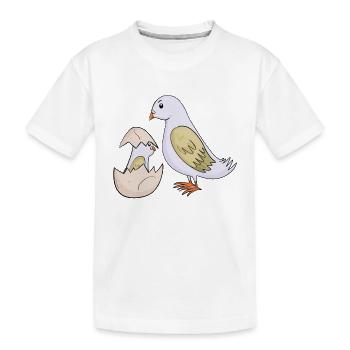 Pigeon avec bébé pigeon - T-shirt bio Premium Enfant - blanc - Devant