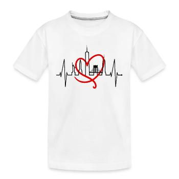 New York Skyline Herzschlag Herz USA Geschenk NY - Kinder Premium Bio T-Shirt - Weiß - Vorne