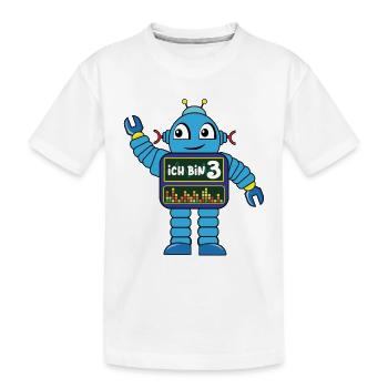 kleiner Roboter, dritter Geburtstag, 3 Jahre - Kinder Premium Bio T-Shirt - Weiß - Vorne